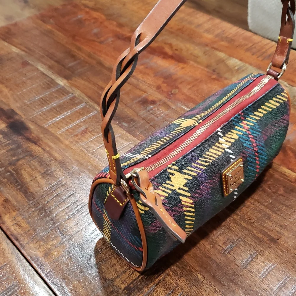 Dooney & Bourke Windsor Tartan Barrel Bag - Red, Green, Yellow - Picture 4 of 16